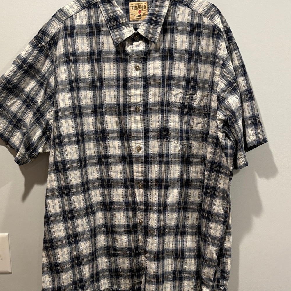 RedHead Blue and White Plaid Casual Shirt